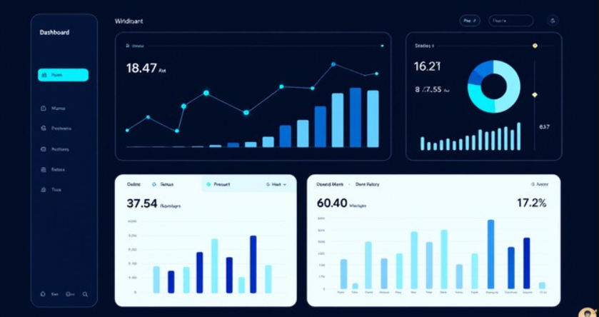 Dashboard executivo com métricas de suprimentos e recursos humanos